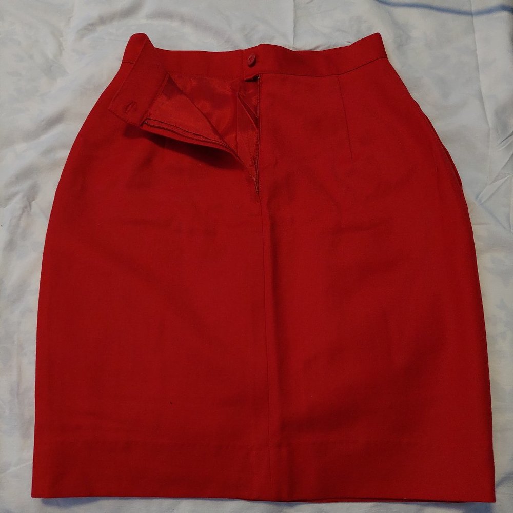 Conrad C Collection Red 100% Wool Pencil Skirt , Size 6